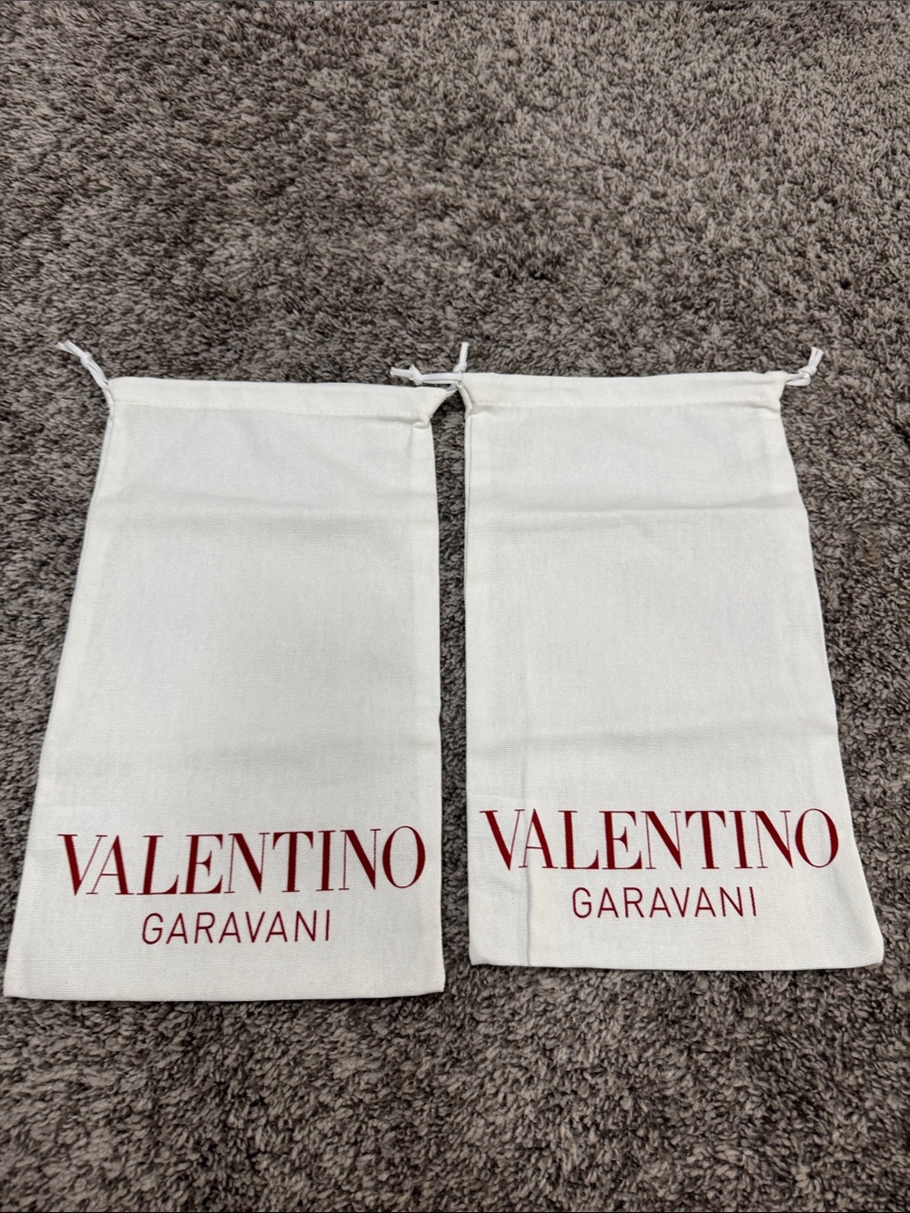 Valentino Garavani White Drawstring Dust Bags with Red Logo (Pair)